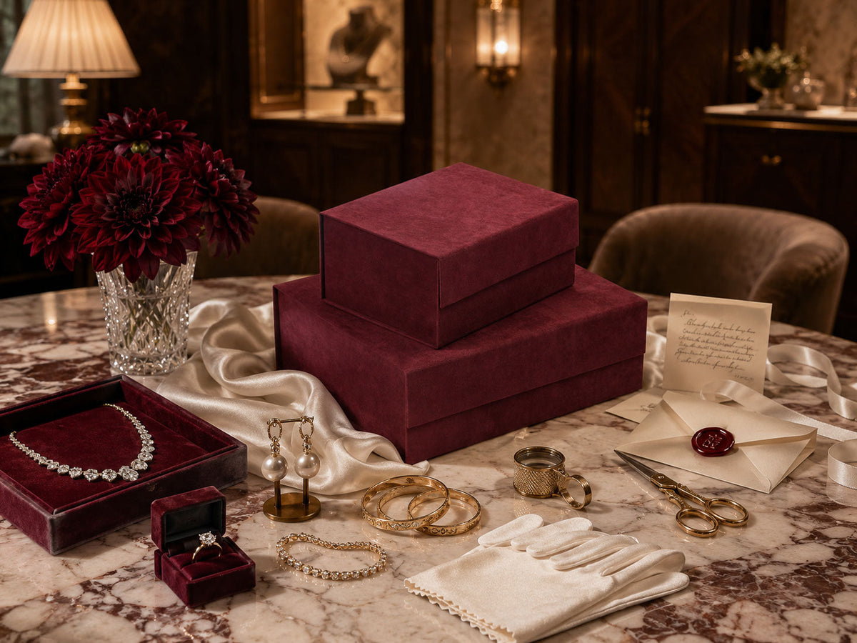 Burgundy Faux Suede Gift Box Samples