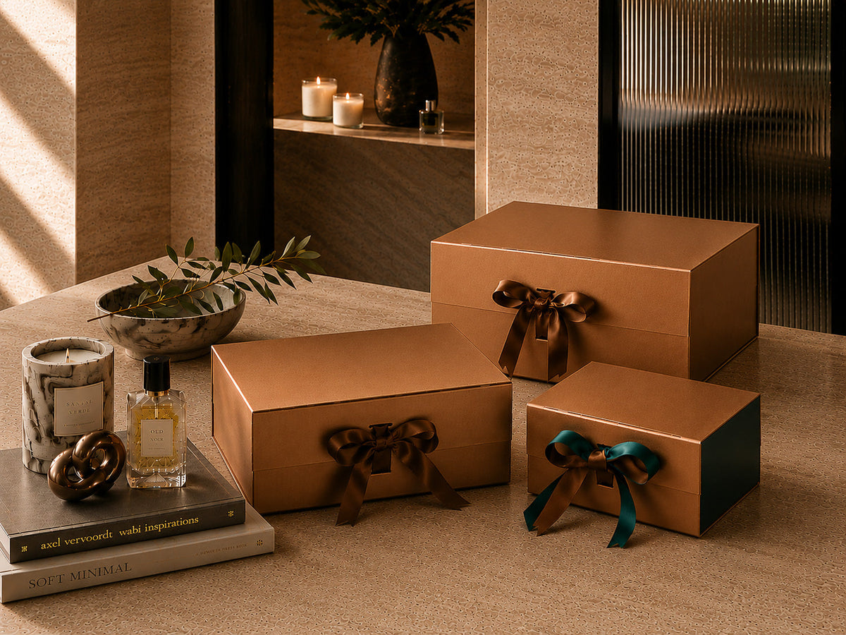 Copper Folding Gift Boxes with Magnetic Closure