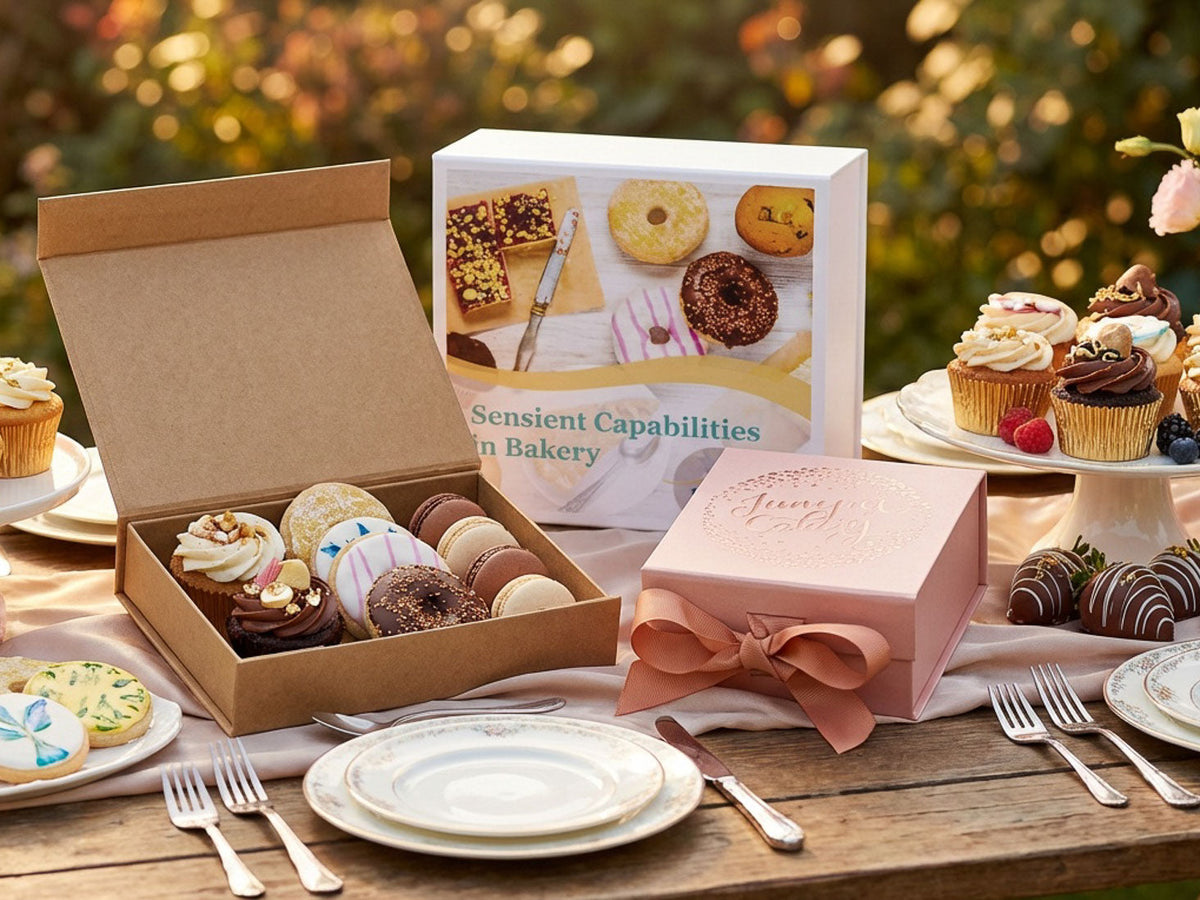 Luxury Bakery Boxes for Cupcake, Biscuit and Macaron Packaging from stock