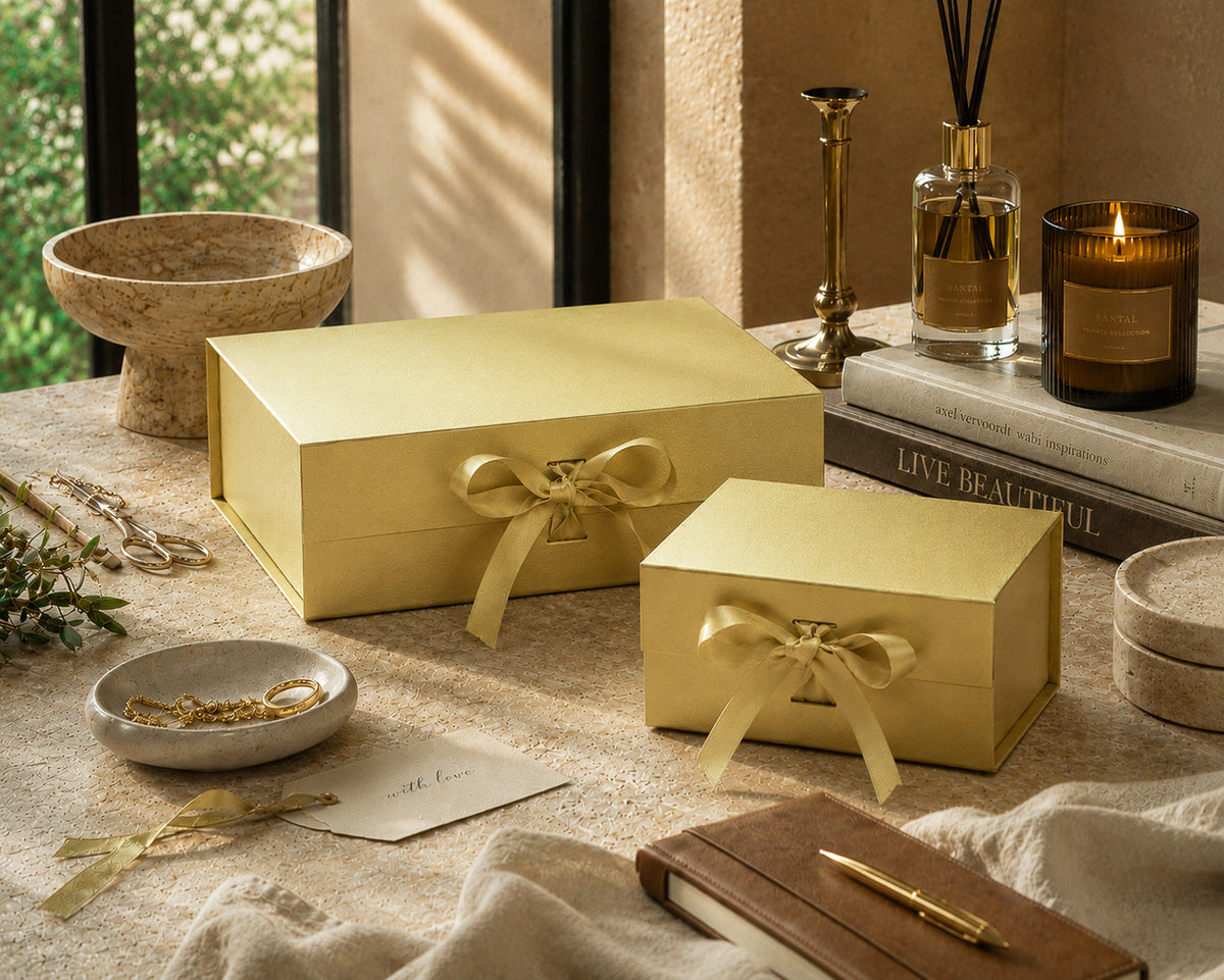 Gold Gift Boxes with Magnetic Closure