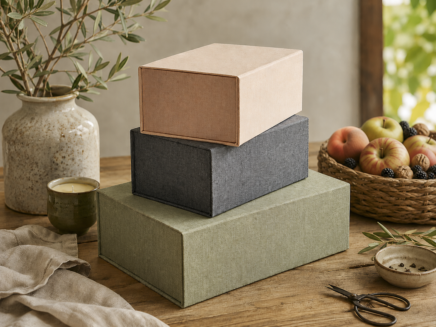 Luxury Linen Folding Gift Boxes: Timeless Texture & Natural Elegance