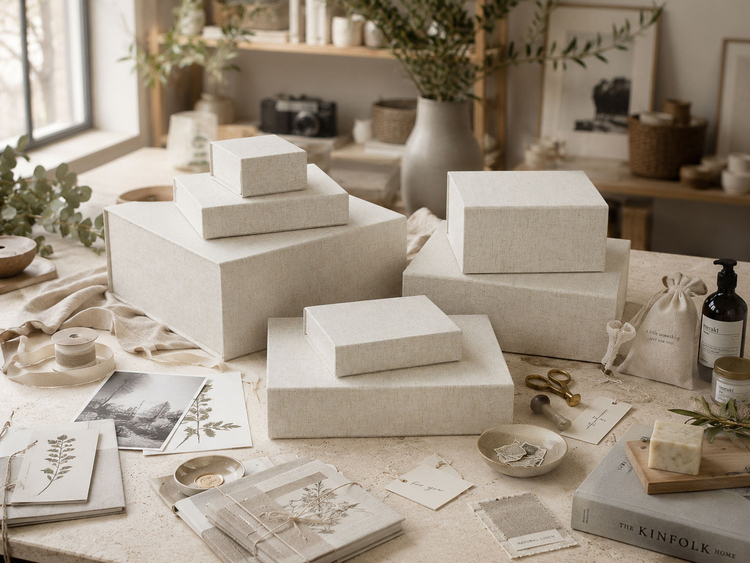 Natural Linen Gift Boxes