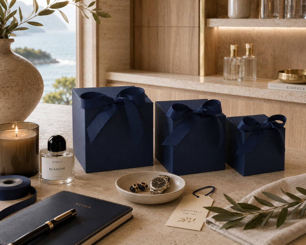 Rustic Navy SoftBox Cube Gift Box Cartons
