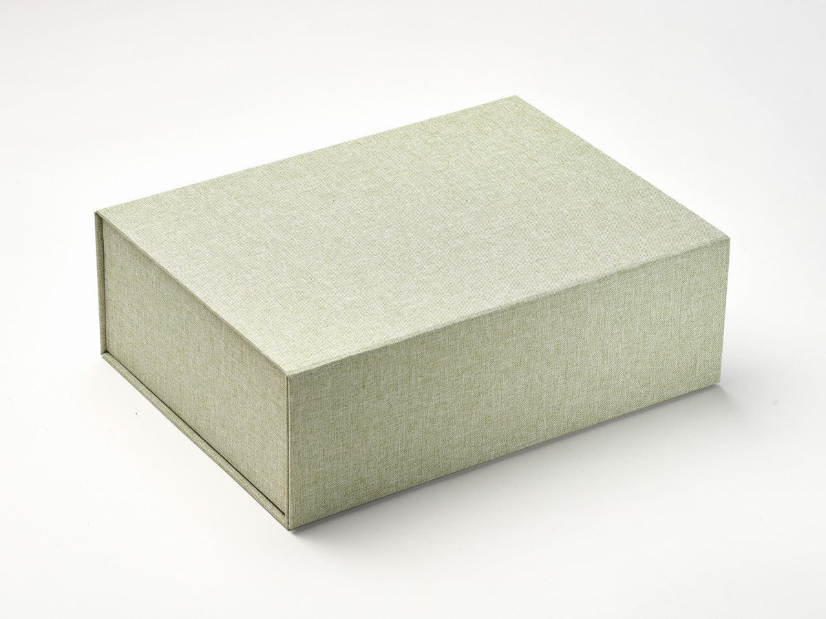 Luxury Linen A4 Gift Box In Sage Green