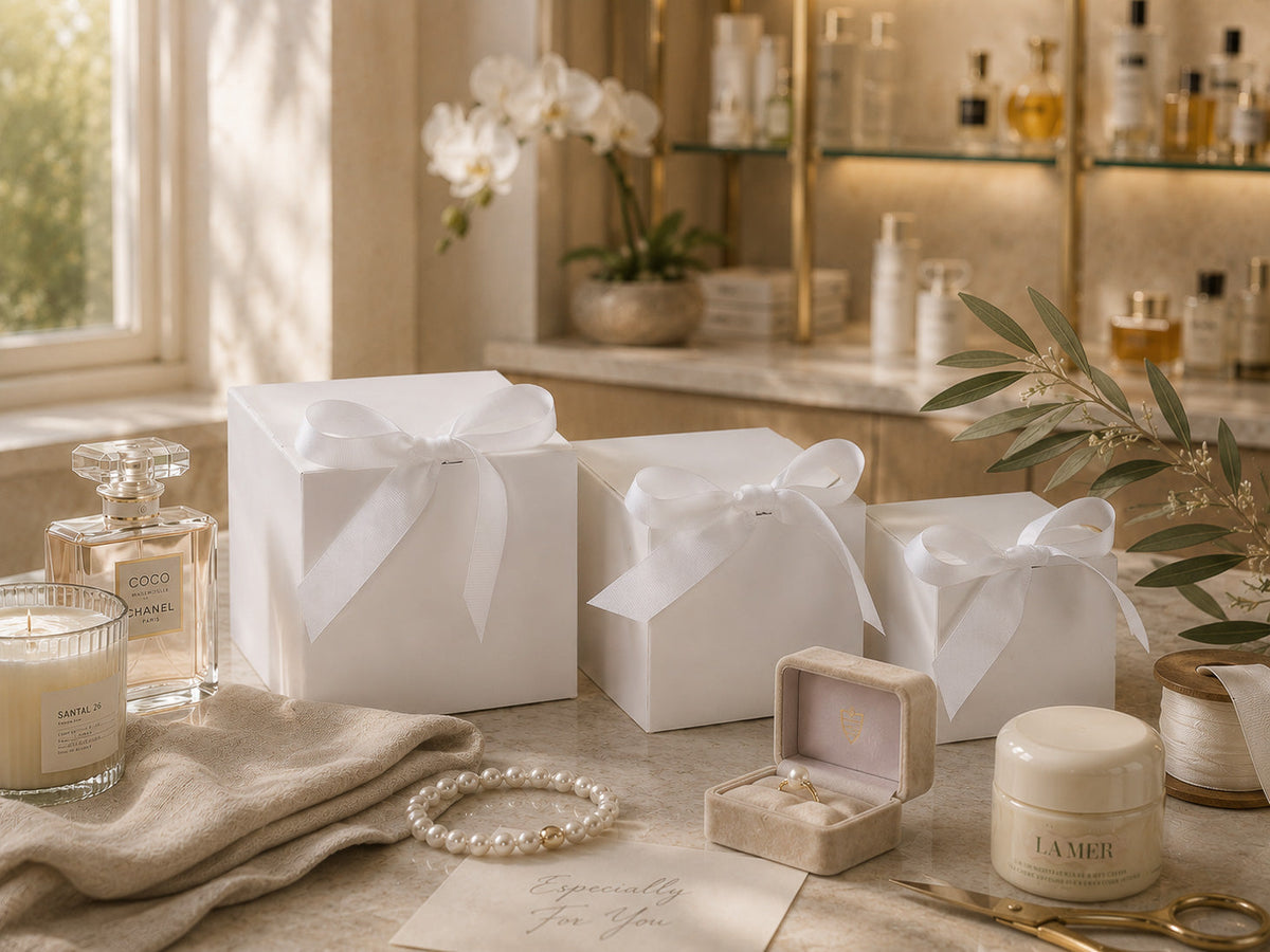 Rustic White SoftBox Gift Box Samples - Try Before Buying Bulk