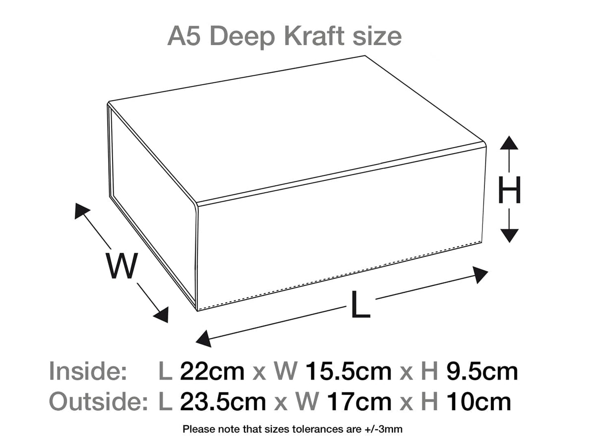 Natural Kraft A5 Deep No Magnet Gift Box Assembled Size