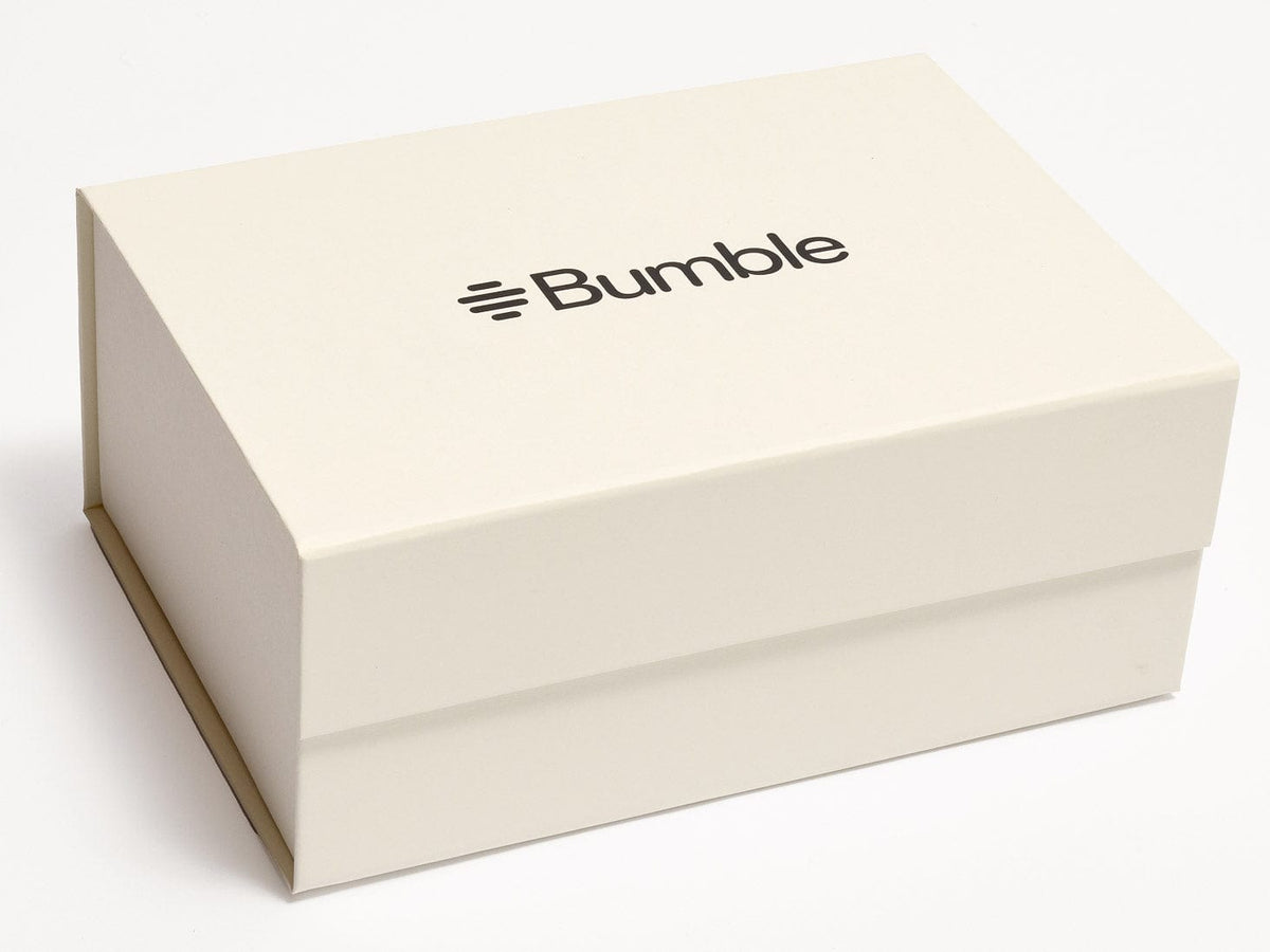 Bumble Black Screen Printed Logo on Ivory A5 Deep No Ribbon Gift Boxes