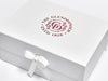 Burgundy Foiled Logo on White A3 Deep Gift Box with Changeable White ribbons