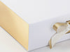 Metallic Gold Foil FAB Sides® Featured on White Gift Box with Gold Sparkle Double Ribbon