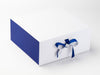Cobalt Blue Ribbon Featured with Cobalt Blue FAB Sides® on White Gift Box