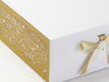 Gold Snowflakes FAB Sides® Featured on White XL Deep Gift Box with Gold Sparkle Double Ribbon Close Up