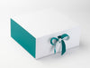 Sample Jade Green Ribbon Featured with Jade FAB Sides® on White Gift Box