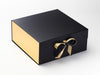 Gold Metallic Sparkle Double Ribbon On Black Xl Deep Gift Box with Gold Foil FAB Sides®