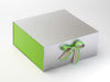 Sample Classic Green Grosgrain Ribbon Featured on Silver XL Deep Gift Box