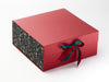 Sample Hunter Green Ribbon on Red XL Deep Gift Box with Xmas Mistletoe FAB Sides®