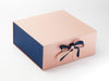 Navy Textured FAB Sides® Featured on Rose Gold Xl Deep Gift Box with Peacoat Double Ribbon