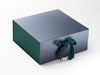 Hunter Green Double Ribbon on Pewter XL Deep Gift Box with Hunter Green FAB Sides®