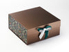 Sample Hunter Green Double Ribbon on Bronze XL Deep Gift Box with Xmas Mistletoe FAB Sides®