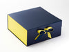 Lemon Yellow Ribbon Featured with Lemon Yellow FAB Sides® on Navy Blue XL Deep Gift Box