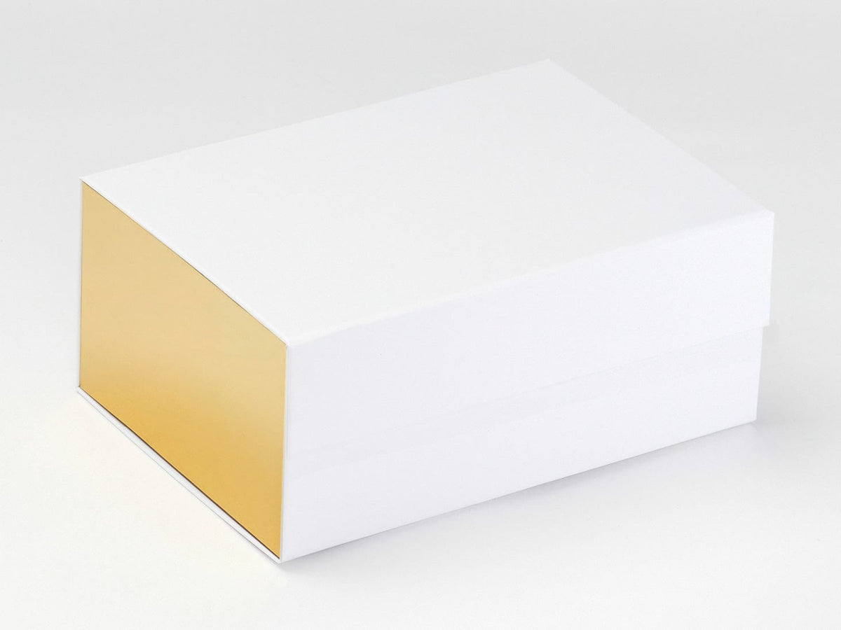 Metallic Gold FAB Sides® Decorative Side Panels Featured on White A5 Deep Gift Box