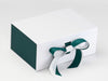 Hunter Green Grosgrain Ribbon Featured on White A5 Deep Gift Box with Hunter Green FAB Sides®