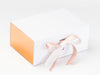 Rose Gold Metallic Sparkle Double Ribbon Featured on White A5 Deep Gift Box with Rose Copper FAB Sides®