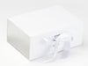 White Metallic Sparkle Ribbon Featured on White A5 Deep Gift Box with Silver Foil FAB Sides®