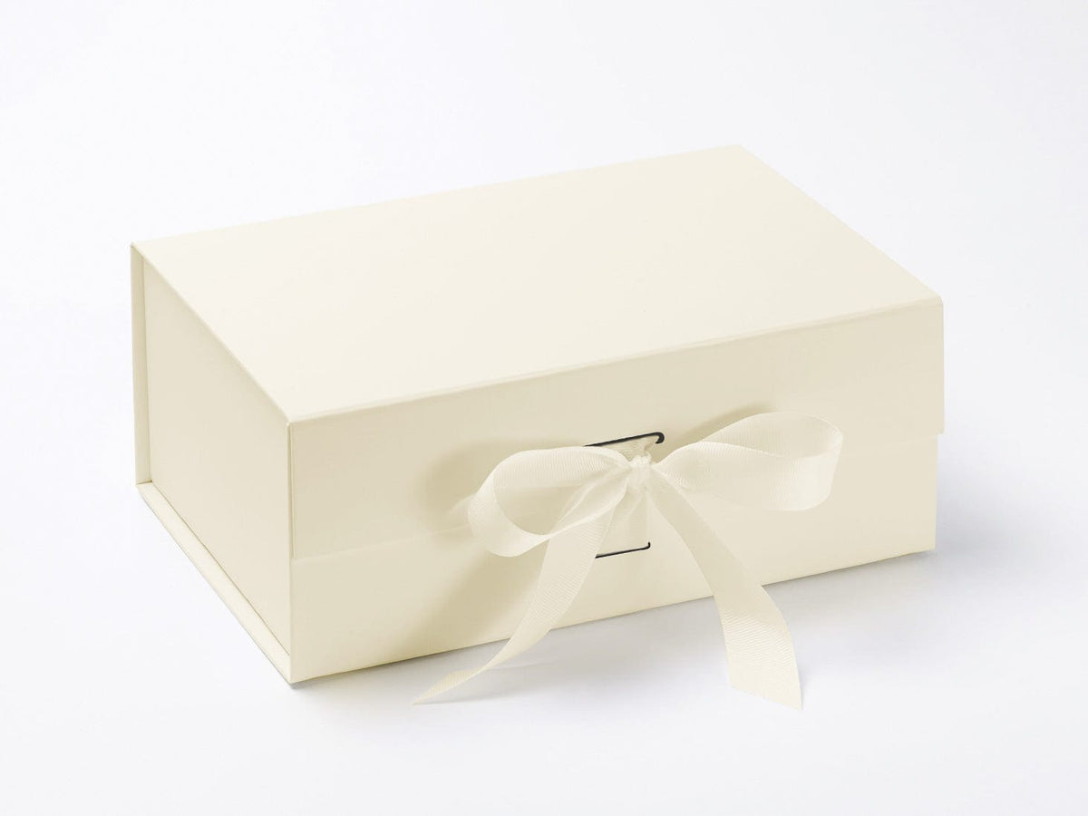Ivory A5 Deep Gift Box with Slots and Changeable Ribbon from Foldabox