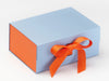 Russet Orange Ribbon Featured with Orange FAB Sides® on Pale Blue Gift Box