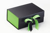 Sample Classic Green Grosgrain Ribbon Featured on Black A5 Deep Gift Box with Classic Green FAB Sides®