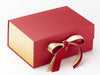 Red and Gold Metallic Sparkle Double Ribbon Featured on Red A5 Deep Gift Box with Gold Foil FAB Sides®