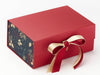 Sample Gold Metallic Sparkle Double Ribbon Featured on Red A5 Deep Gift Box with Pine Cones FAB Sides®
