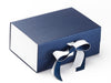 White Matt FAB Sides® Featured on Navy Blue A5 Deep Gift Box with White Grosgrain Double Ribbon