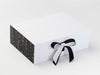 Black Metallic Sparkle Ribbon Featured on White A4 Deep Gift Box with Xmas Mistletoe FAB Sides®