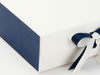Navy Textured FAB Sides® Featured on Ivory A4 Deep Gift Box Close Up