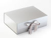 Metallic Silver Foil FAB Sides® Decorative Side Panels Featured on Silver A4 Deep Gift Box with Silver Metallic Sparkle Double Ribbon