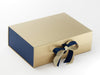 Peacoat Ribbon Featured with Navy Textured FAB Sides® on Gold Gift Box