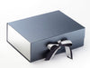 Metallic Silver Foil FAB Sides® Featured on Pewter A4 Deep Gift Box with Silver Sparkle Double Ribbon