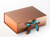 Sample Misty Turquoise Ribbon Featured with Rose Copper FAB Sides® on Copper Gift Box