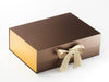 Metallic Gold Foil FAB Sides® Featured on Bronze A4 Deep Gift Box with Gold Grosgrain and Gold Metallic Sparkle Double Ribbon