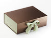Seafoam Green and Spring Moss Ribbon with Sage Green FAB Sides® Decorative Side Panels on Bronze Gift Box