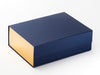 Navy Blue A4 Deep Gift Box No Ribbon Geatured with Metallic Gold FAB Sides® Decorative Side Panels