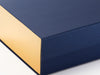 Navy Blue Gift Box No Ribbon Featured with Metallic Gold FAb Sides® Decorative Side Panels