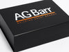 Matt Black A4 Deep Gift Boxes with Two Colour White and Orange Logo Foiled to Outside lid
