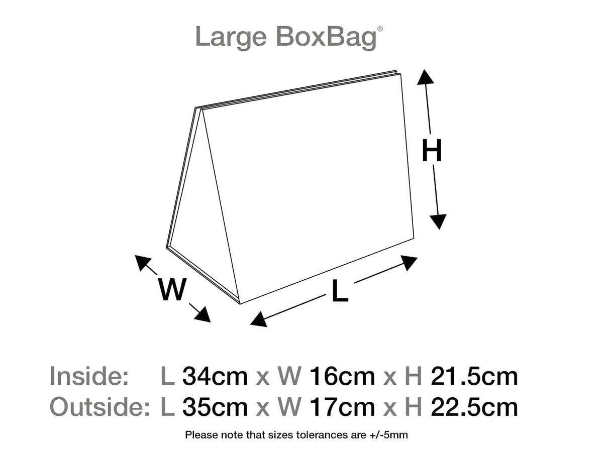 Large Ivory BoxBag® Assembled Size Line Drawing