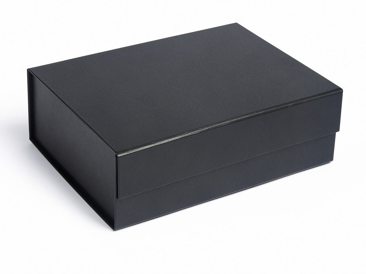 Black Faux Leather A4 Deep Gift Box Assembled