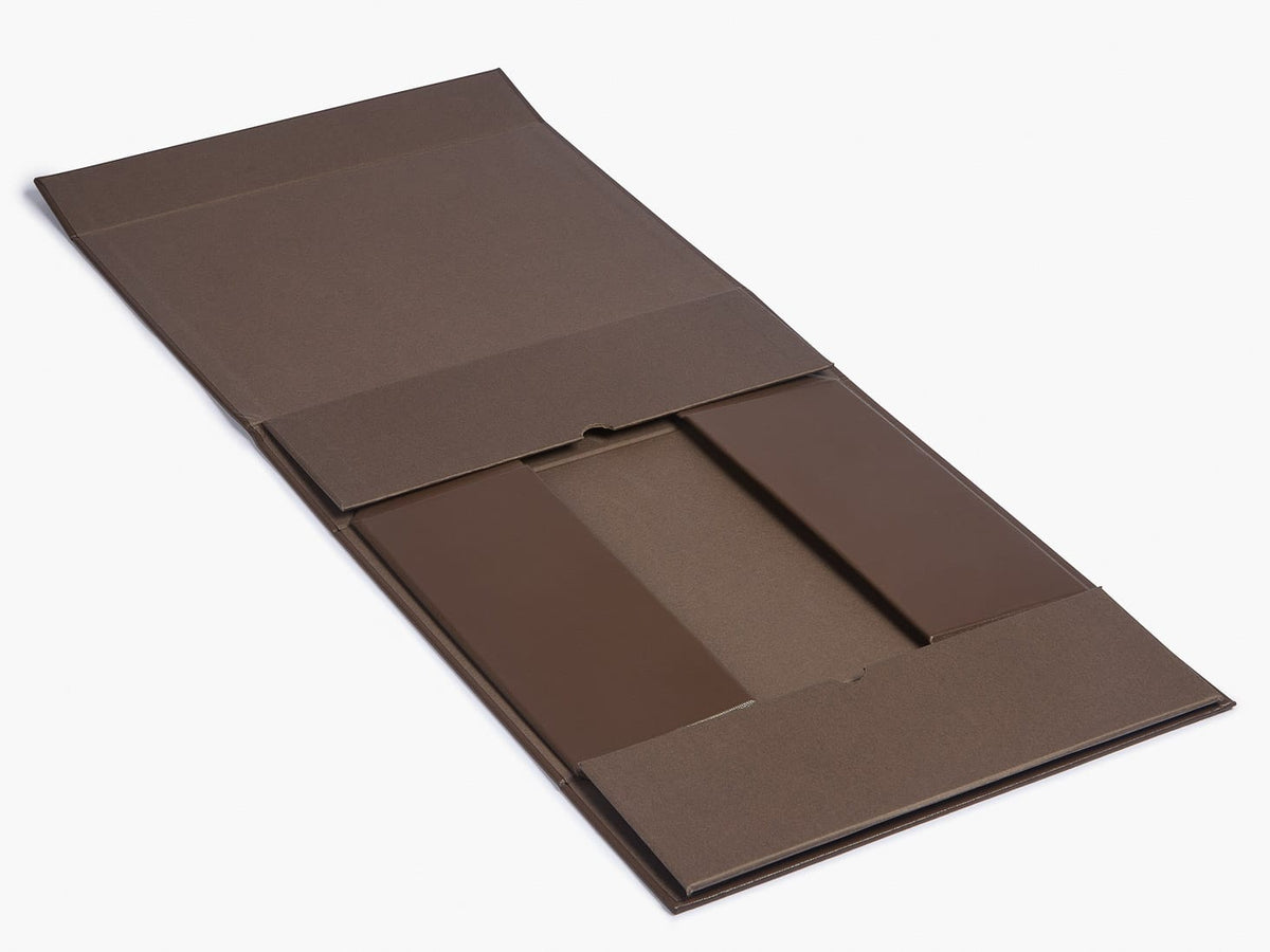 Dark Brown Faux Leather Gift Box Supplied Flat