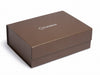 A4 Dark Brown Faux Leather Gift Box with Silver Foil Logo To Lid