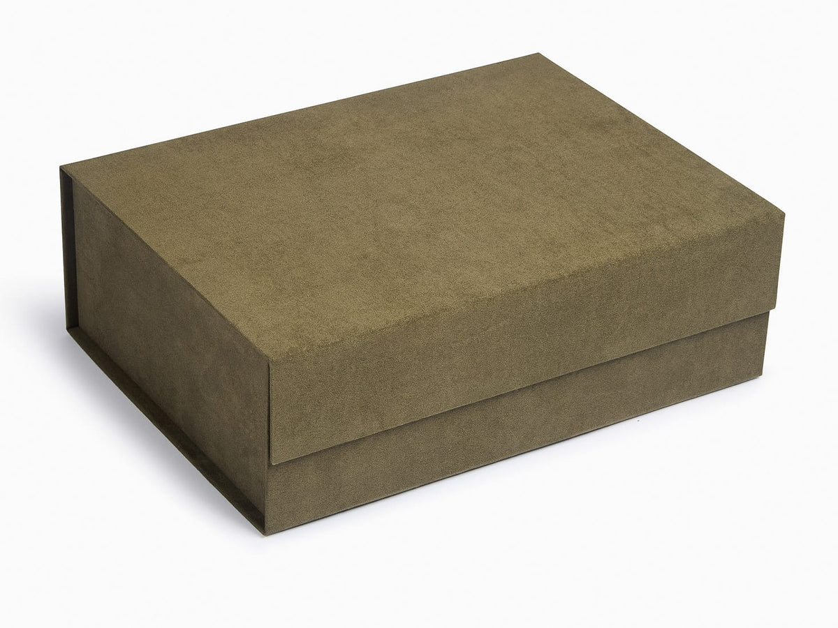 Sage Green Faux Suede A4 Deep Gift Box Assembled