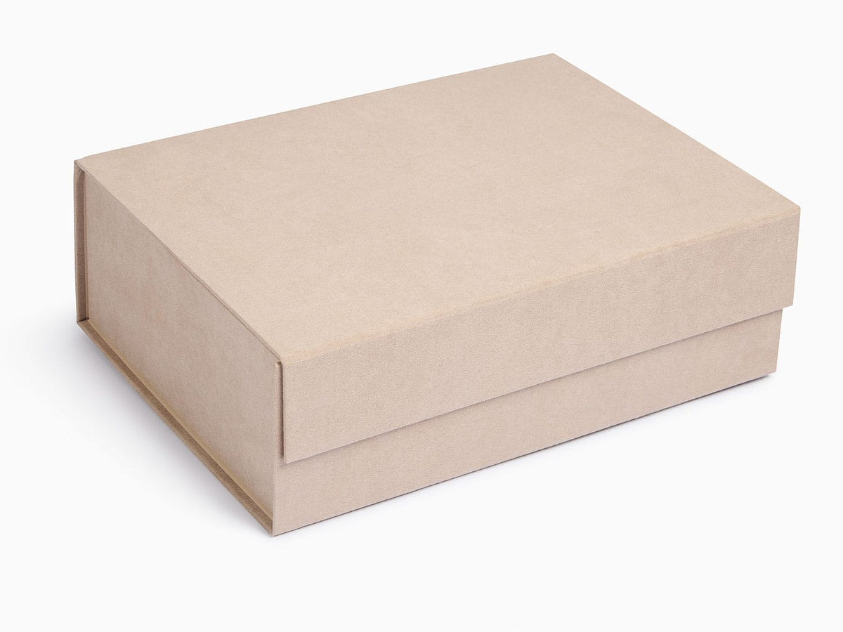 Stone Faux Suede A4 Deep Luxury Folding Gift Box Assembled
